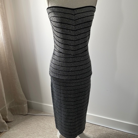 Reiss metallic striped knit midi dress - Picture 3 of 3